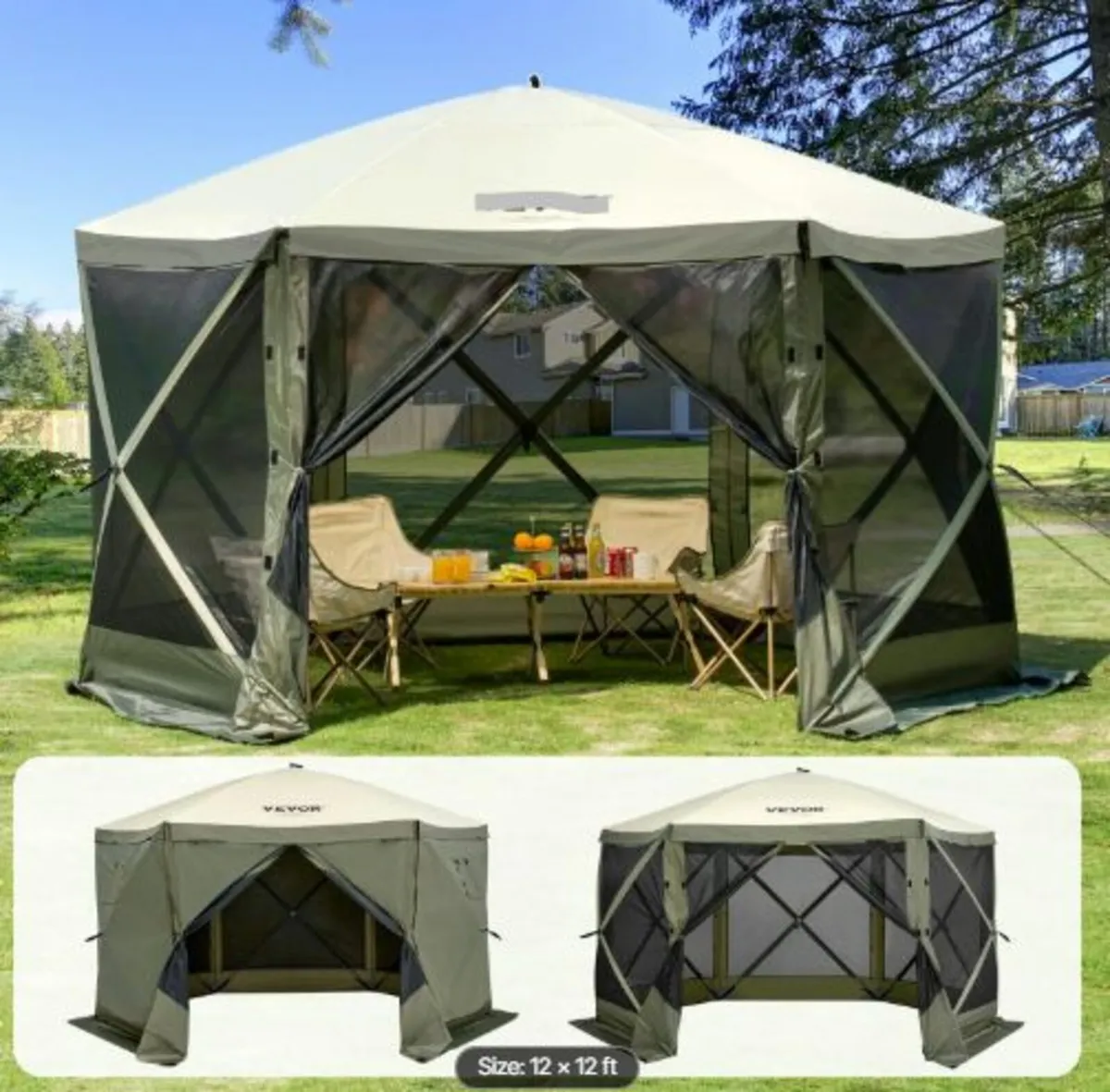 Pop Up Gazebo Tent, Pop-Up Screen Tent 6 Sided - Image 1