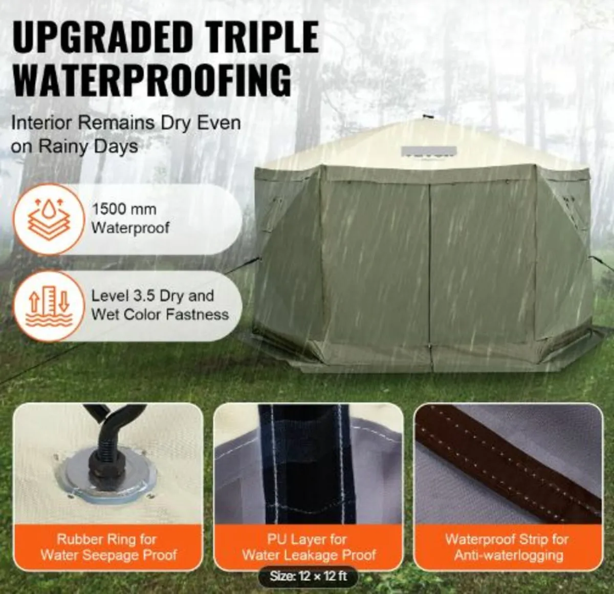 Pop Up Gazebo Tent, Pop-Up Screen Tent 6 Sided - Image 4