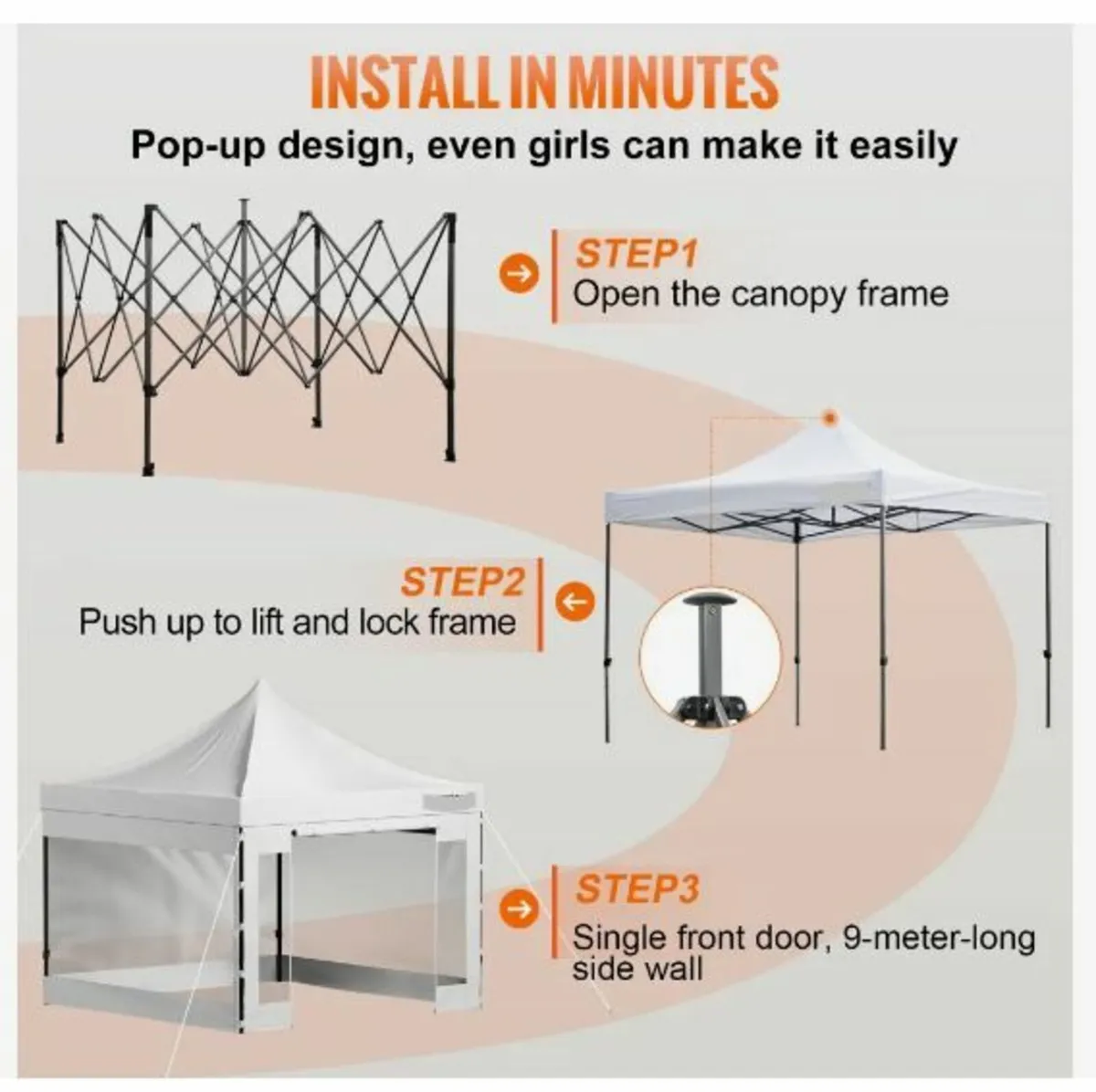 304.8 x 304.8 cm Pop Up Canopy Tent - Image 4