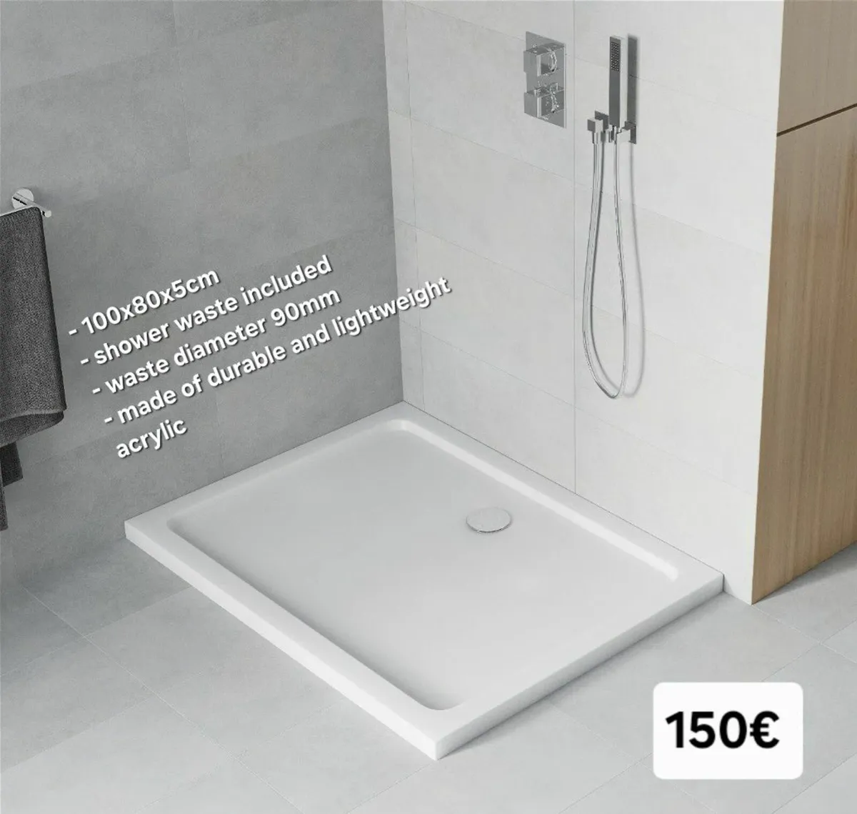 Shower Tray 100x80cm - Image 1