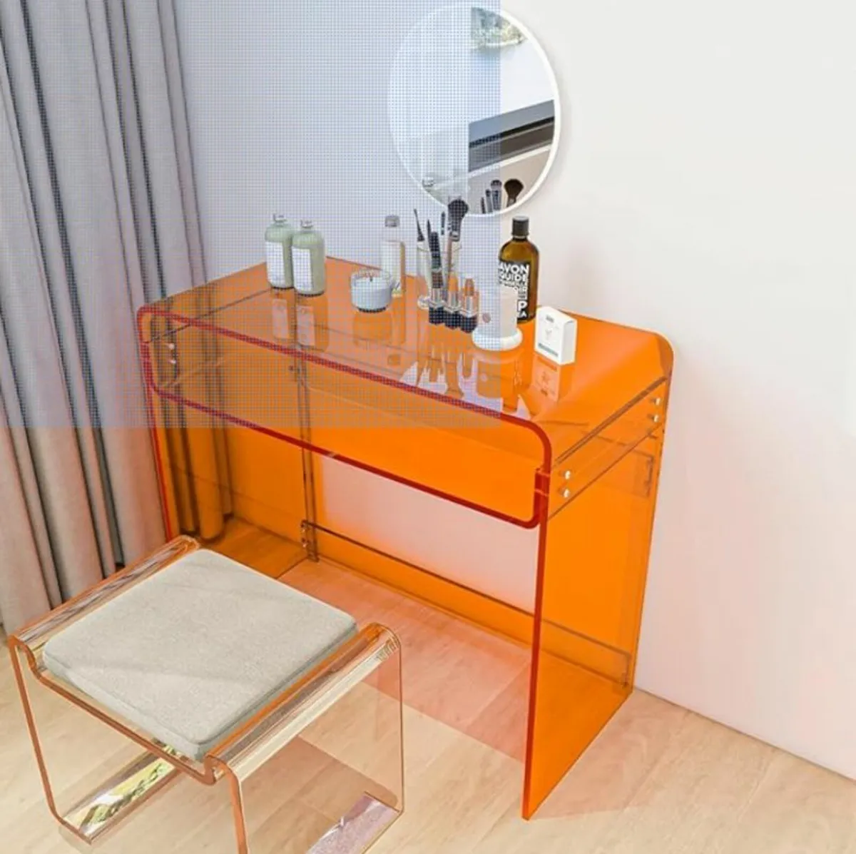 Designer Orange Acrylic Desk & Console Table - Image 3