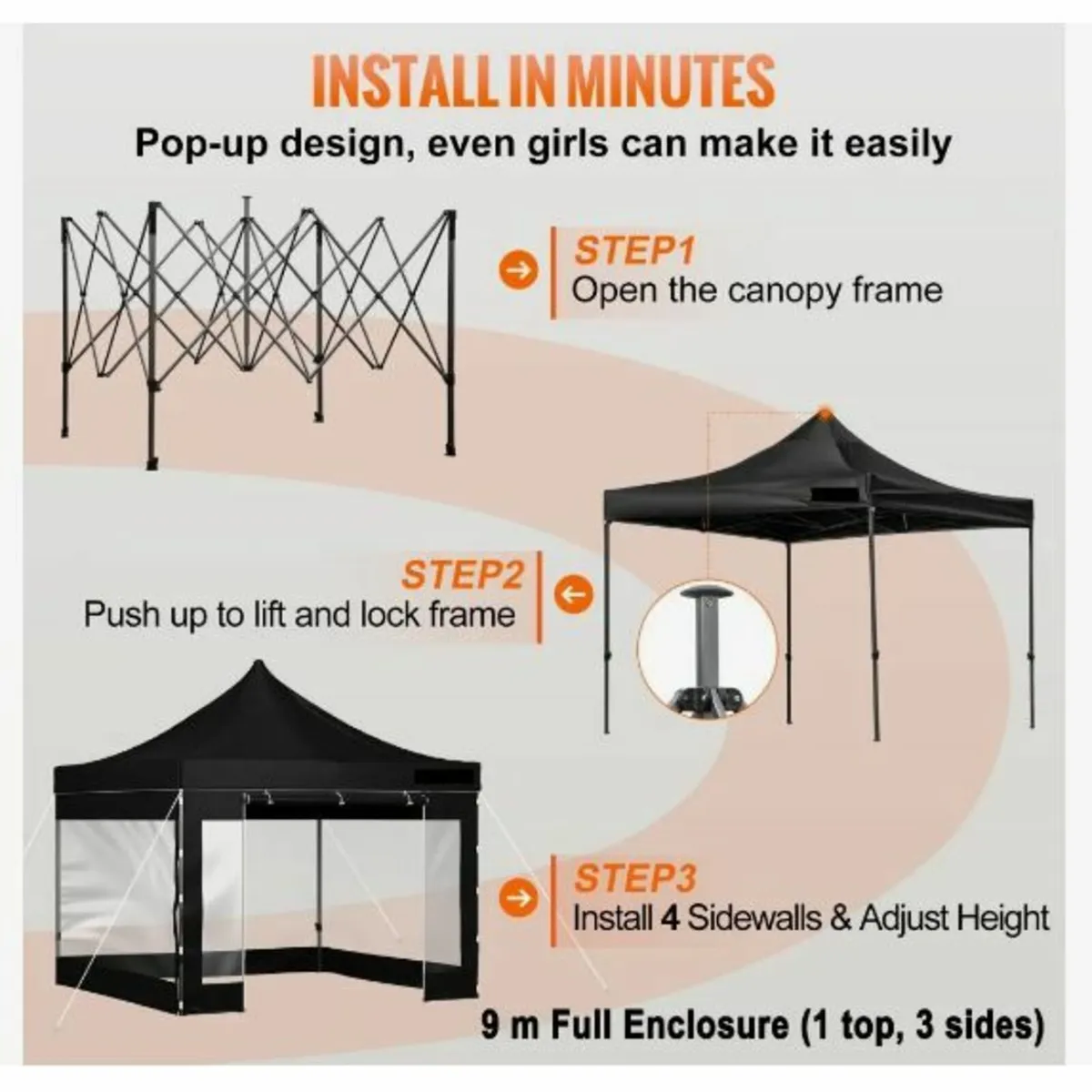 304.8 x 304.8 cm Pop Up Canopy Tent - Image 2
