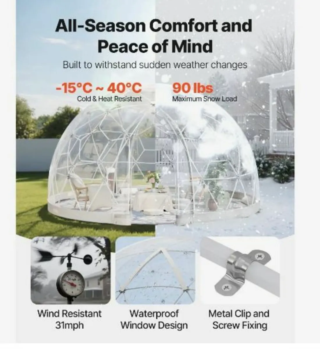 Garden Dome Tent, 2.9 x 1.75 m Outdoor - Image 2