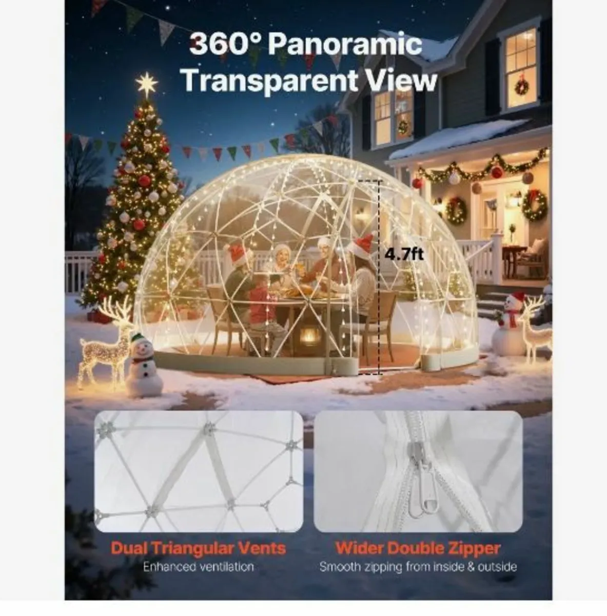 Garden Dome Tent, 2.9 x 1.75 m Outdoor - Image 3