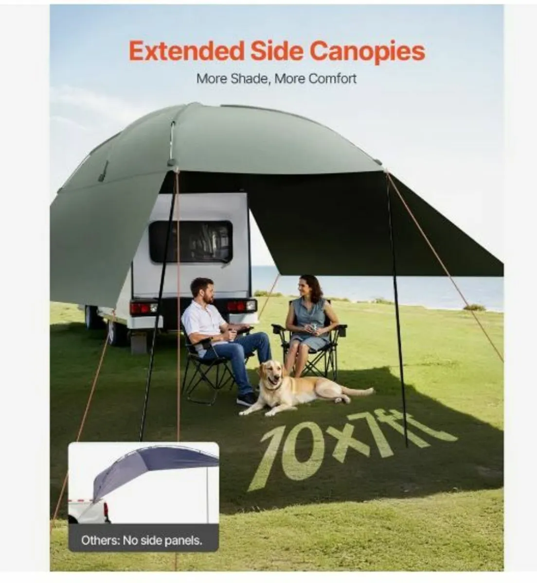 Vehicle Awning, Large 10' x 7' Shade Coverage - Image 2