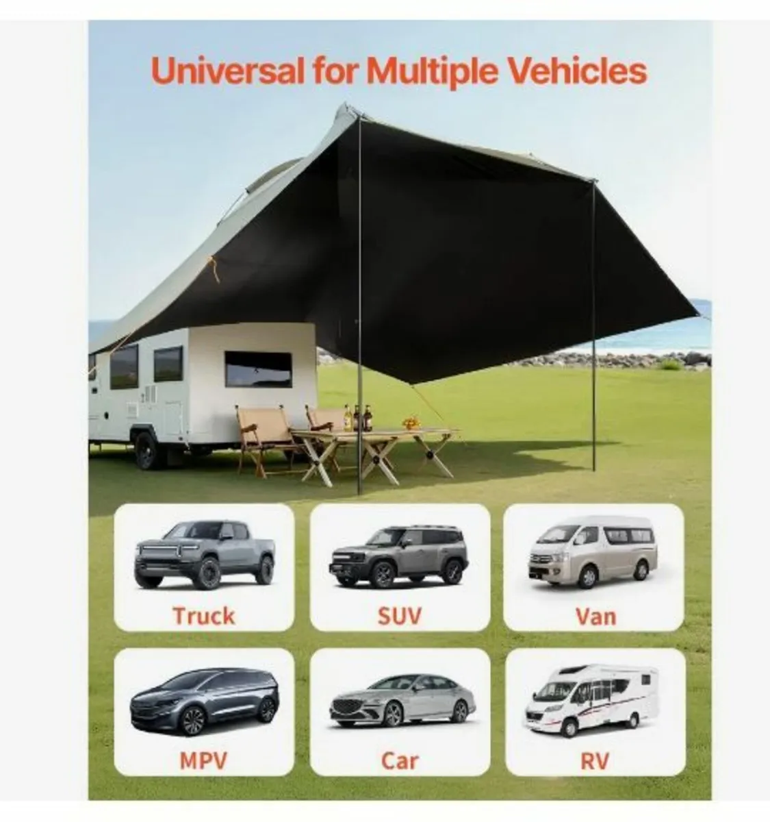 Vehicle Awning, Large 10' x 7' Shade Coverage - Image 3