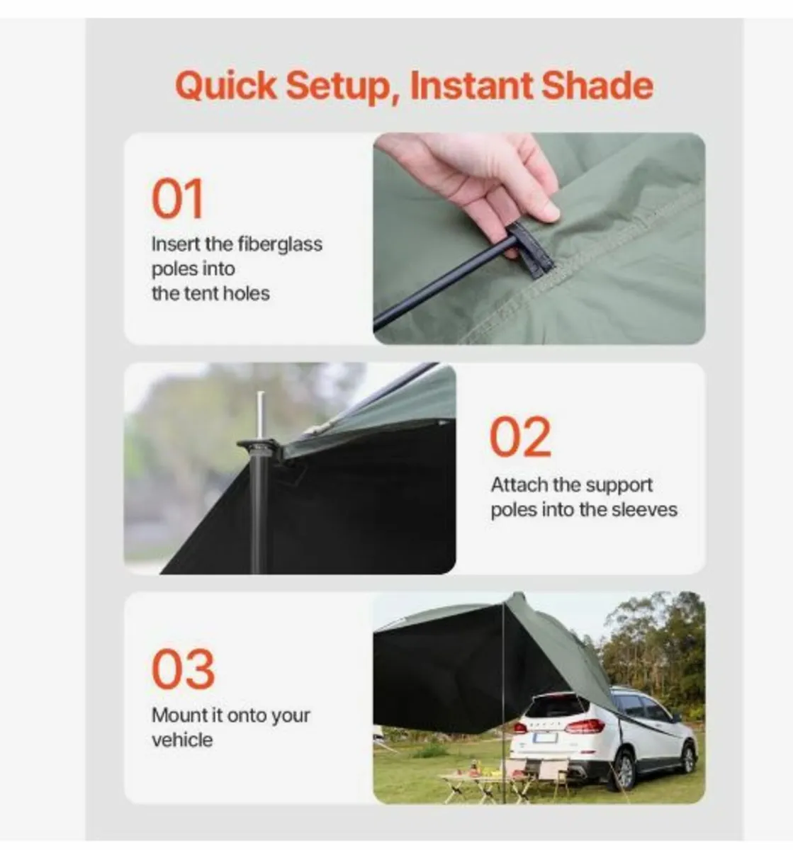 Vehicle Awning, Large 10' x 7' Shade Coverage - Image 4