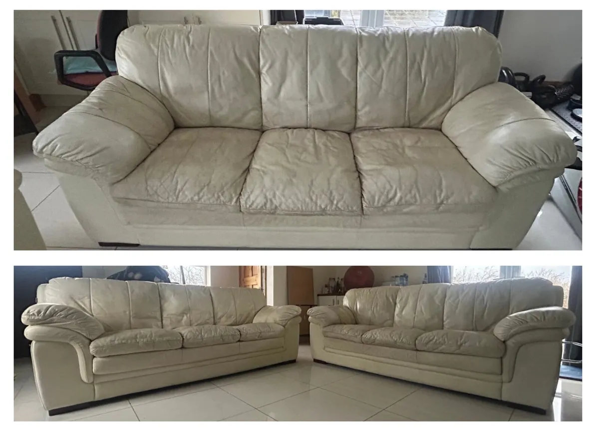 Two White Leather Sofas (must go this week)