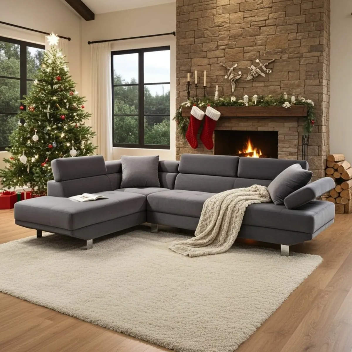 🎄 Premium 262 cm Corner Chaise – Festive Deal ✨ - Image 1
