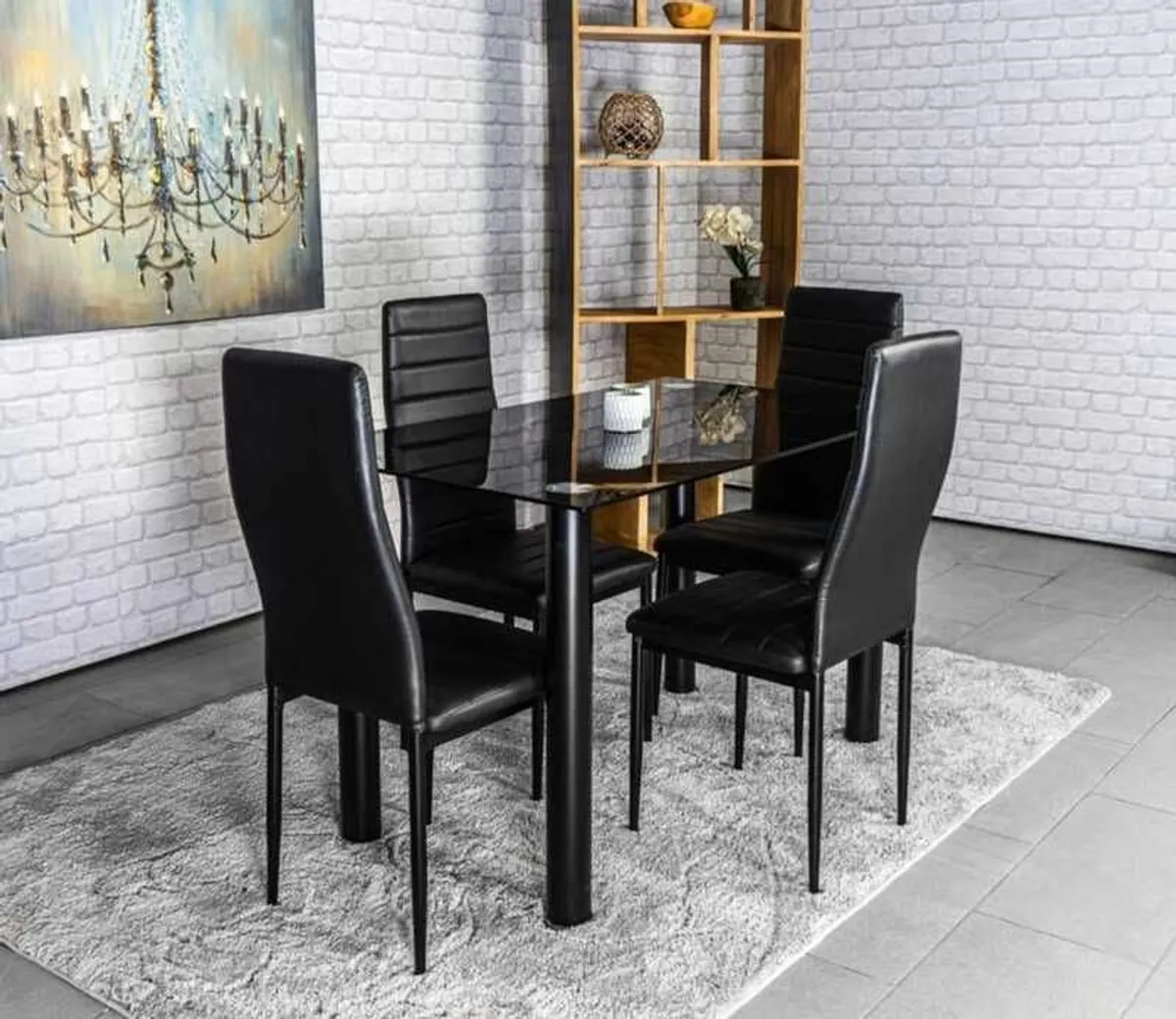 Christmas Offer! Black Glass Dining Table set - Image 3