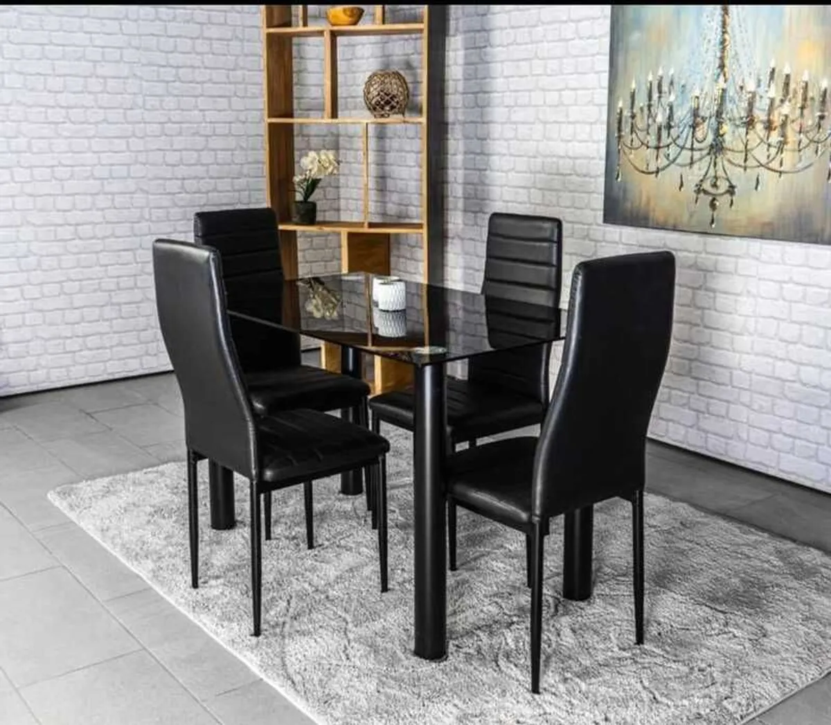 Christmas Offer! Black Glass Dining Table set - Image 4