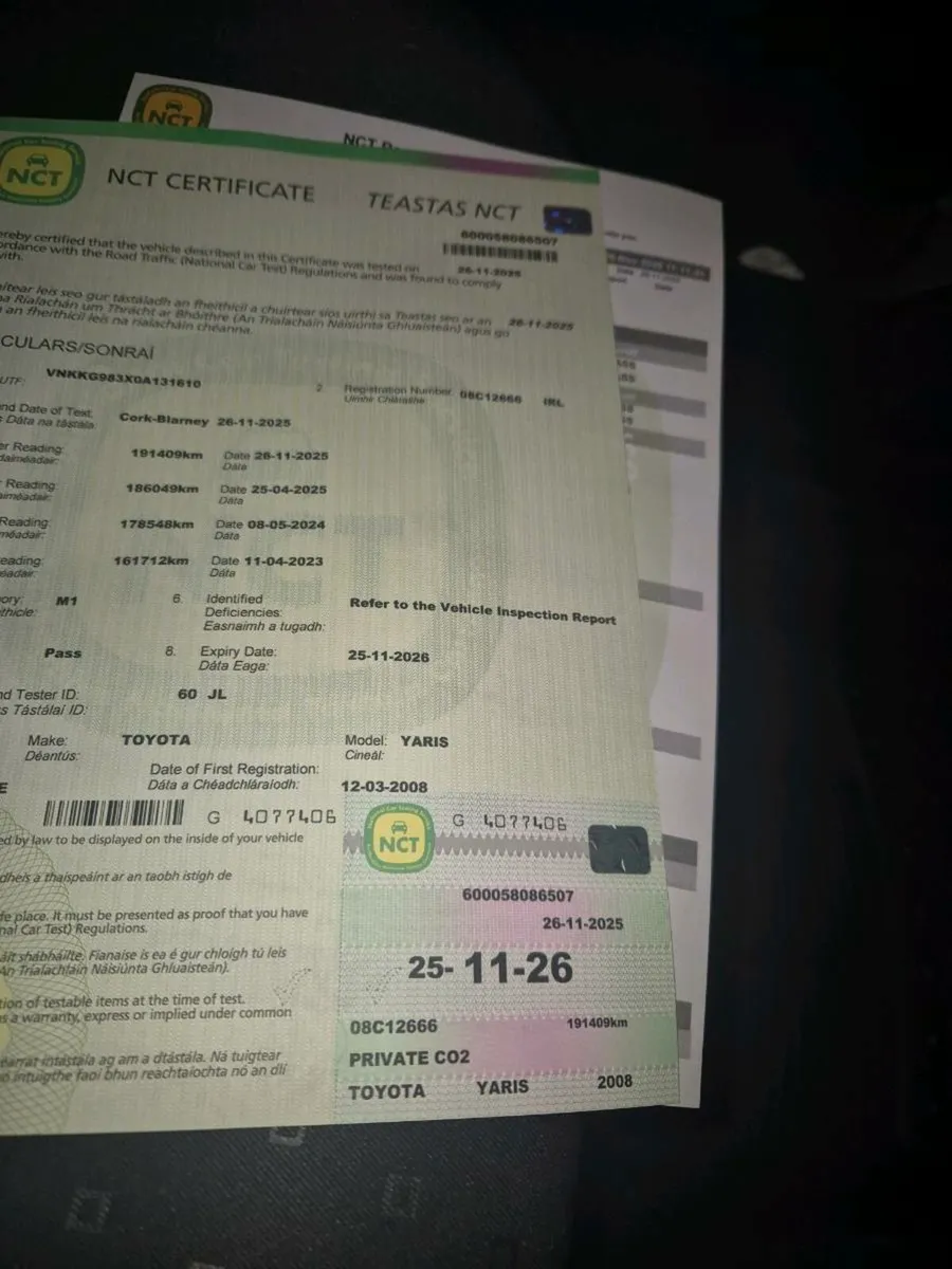 08 yaris nct November 2026Tax. Low km. - Image 1