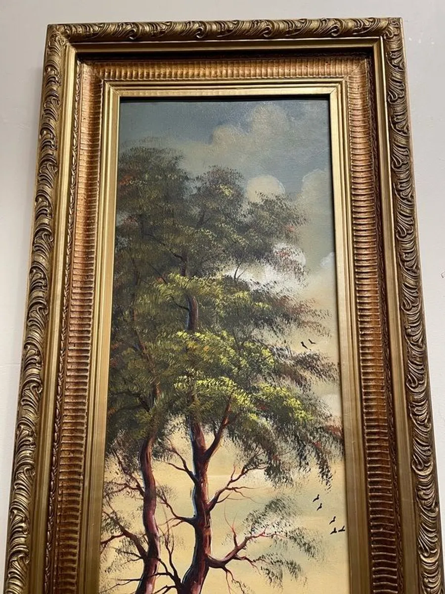 Lakescape Large Oil Painting in Gilt Frame - Image 3