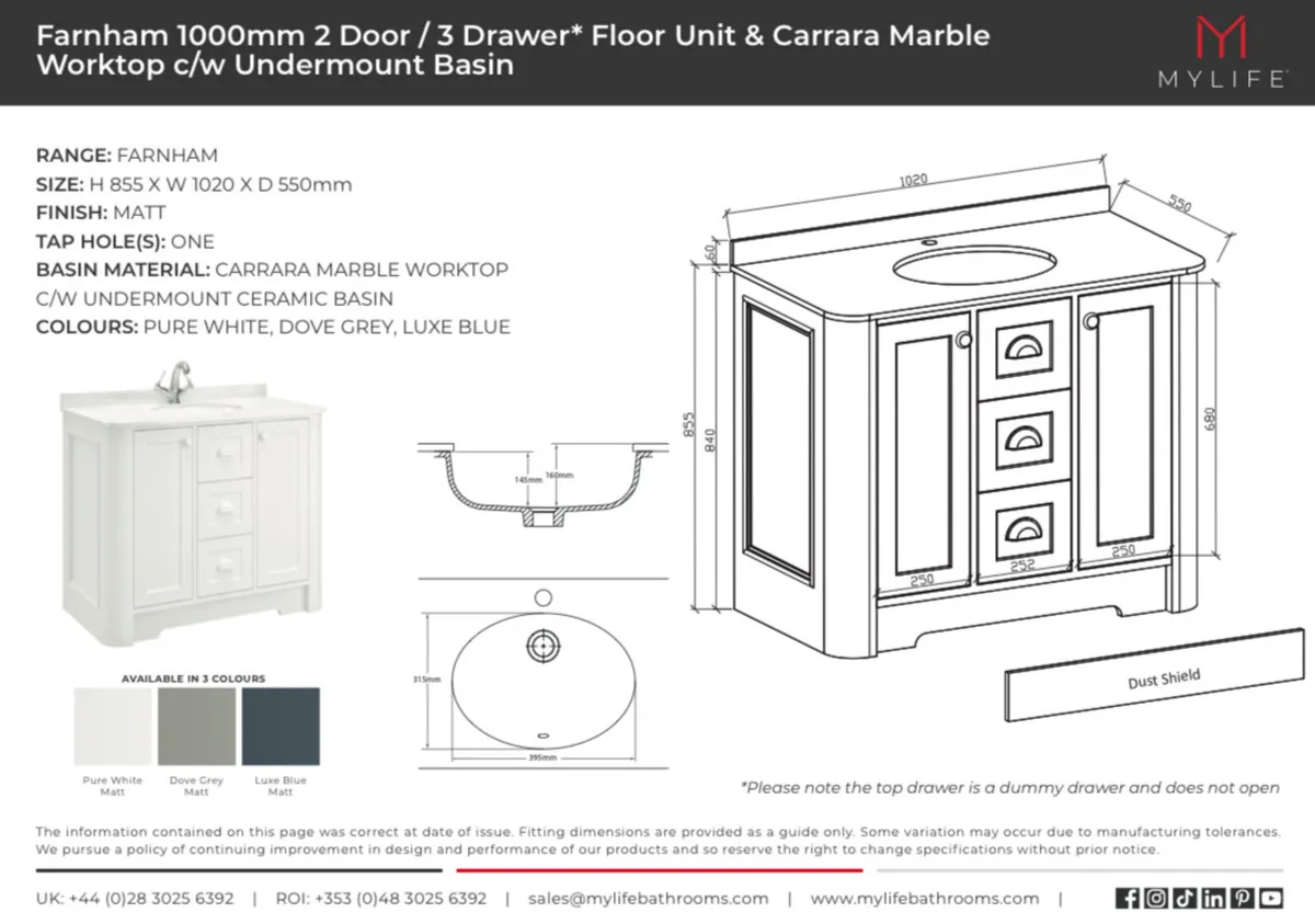 Farnham Vanity Units 2 Sizes 50% OFF - Image 3