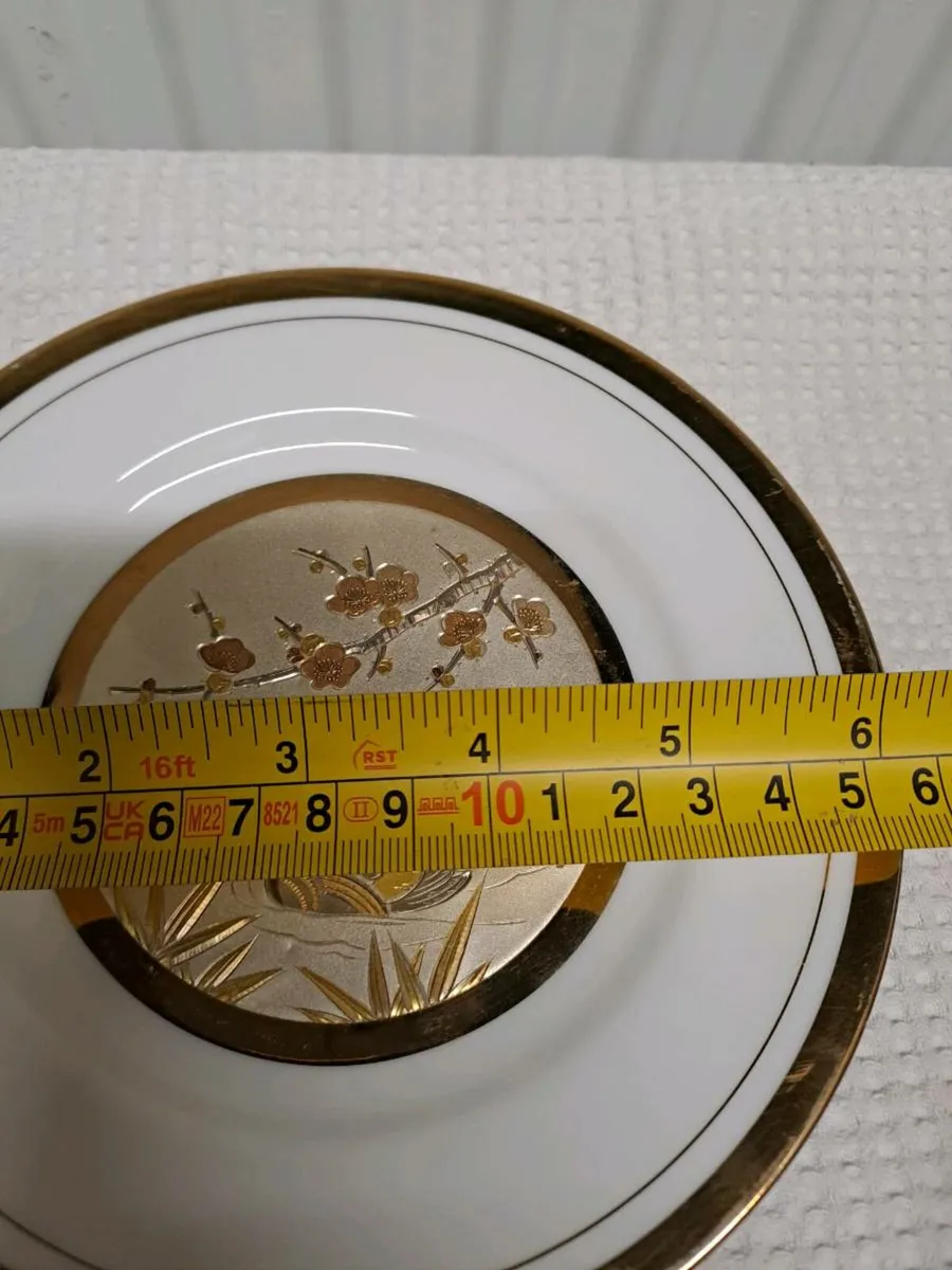 24 k gold Chokin decorative plate duck and plum bl - Image 4