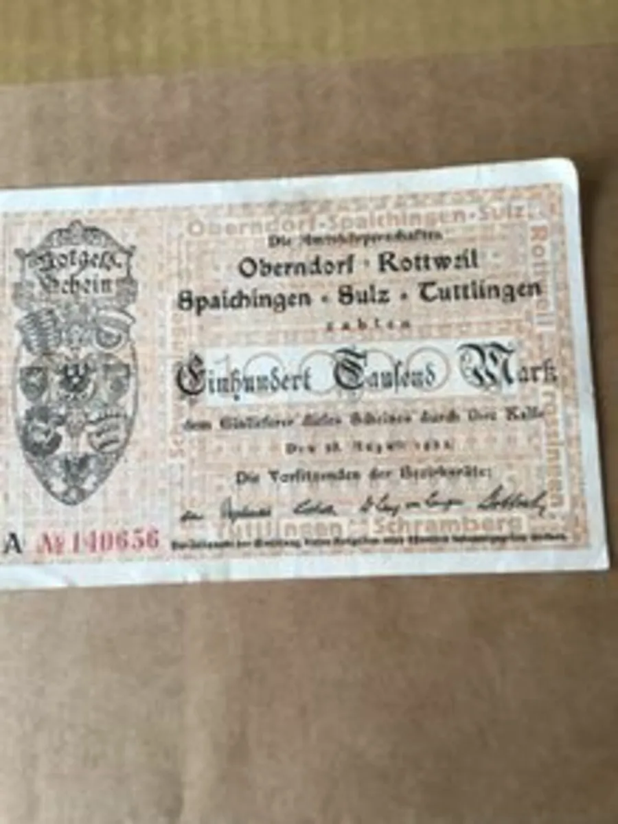 Rare Old 1923 German Banknote - 100,000 Marks