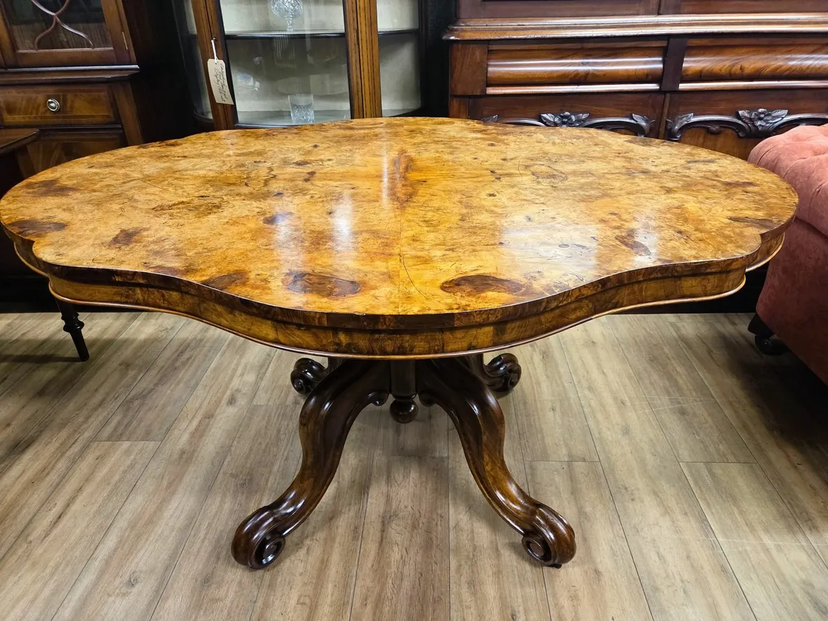 Victorian Burr Walnut Table- Circa 1860 - Image 1