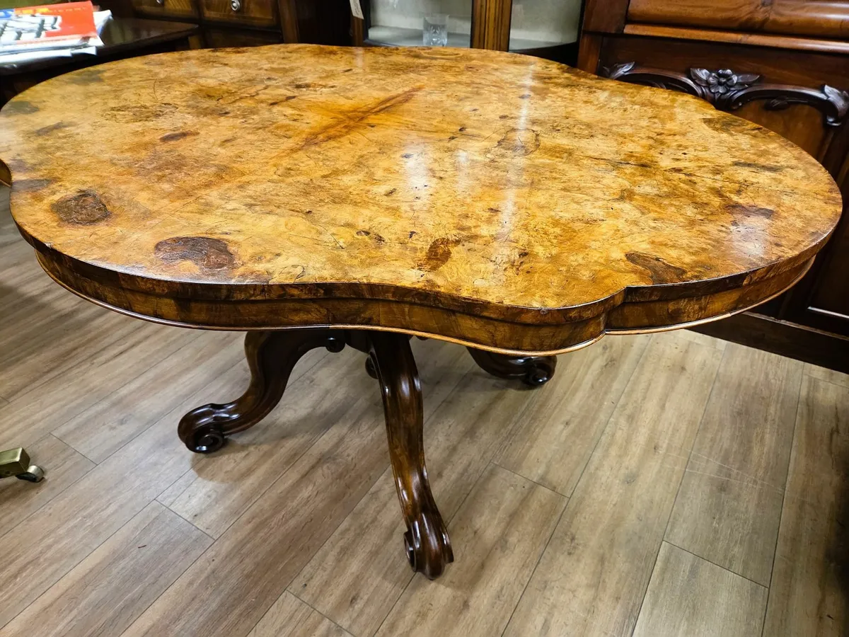 Victorian Burr Walnut Table- Circa 1860 - Image 2