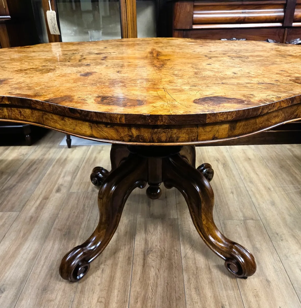 Victorian Burr Walnut Table- Circa 1860 - Image 3