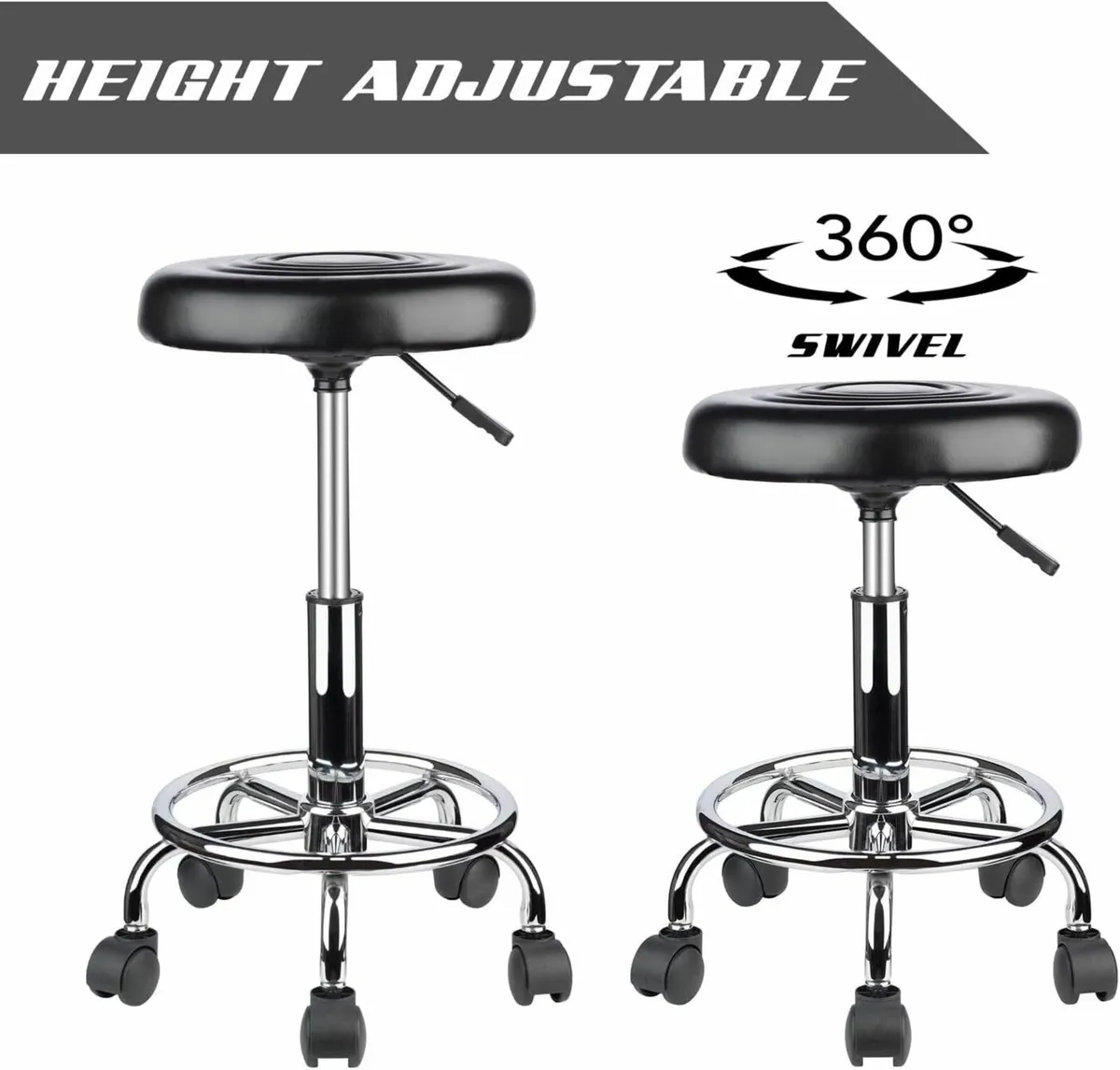 Ergonomic Rolling Swivel Stool Adjustable Height - Image 3