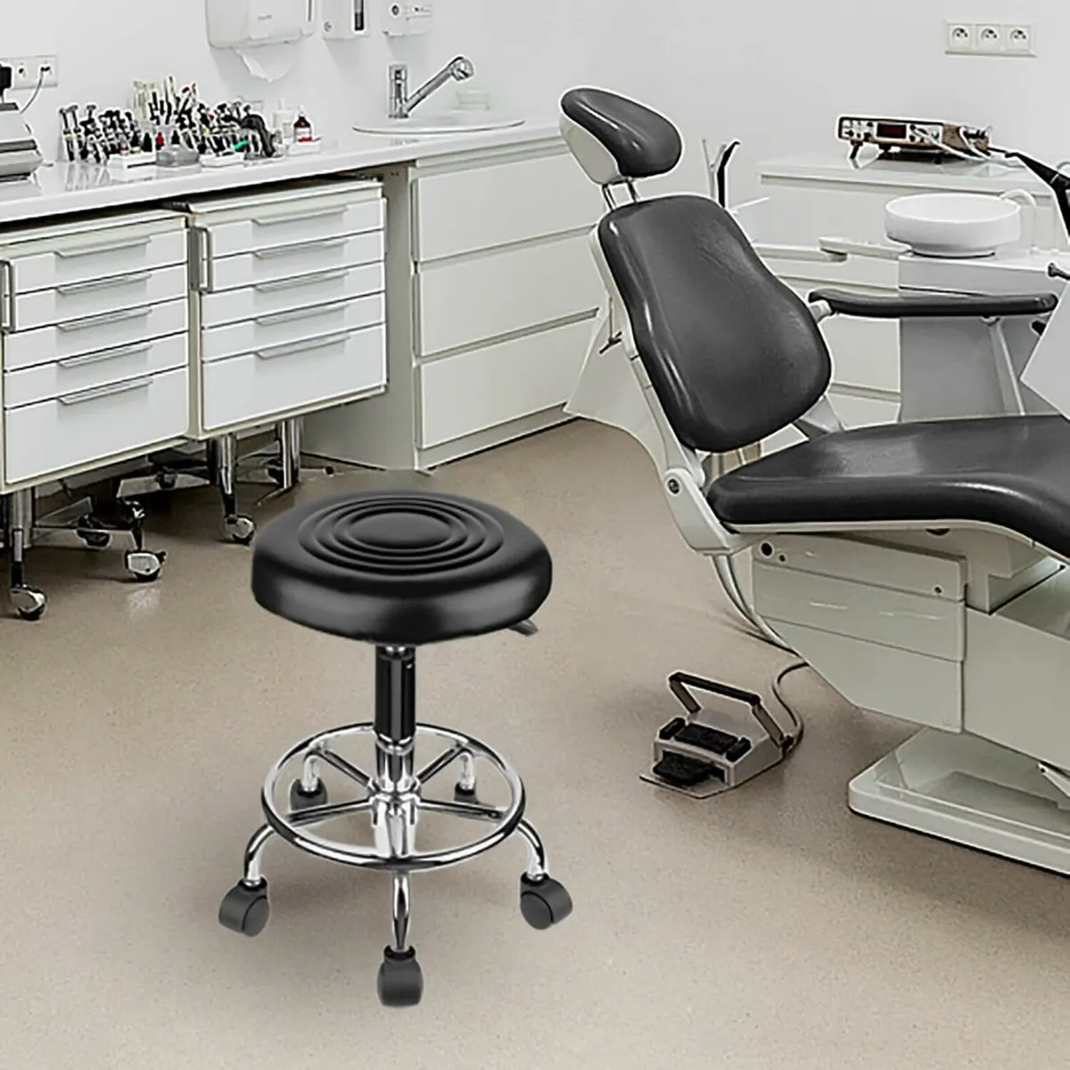 Ergonomic Rolling Swivel Stool Adjustable Height - Image 4