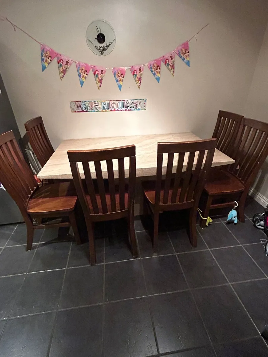 Marble dining table and 6 chairs - Image 2