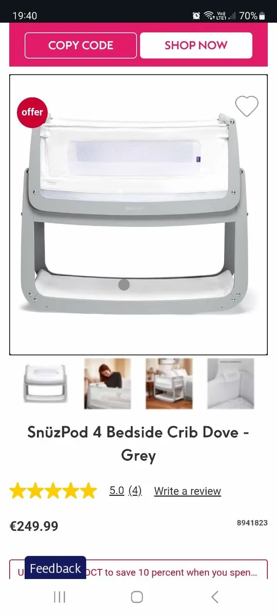 Snuzpod 4 Bedside Crib - Image 2