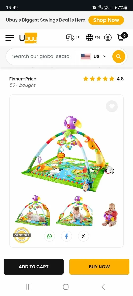Fisher price Rainforest playmat - Image 2