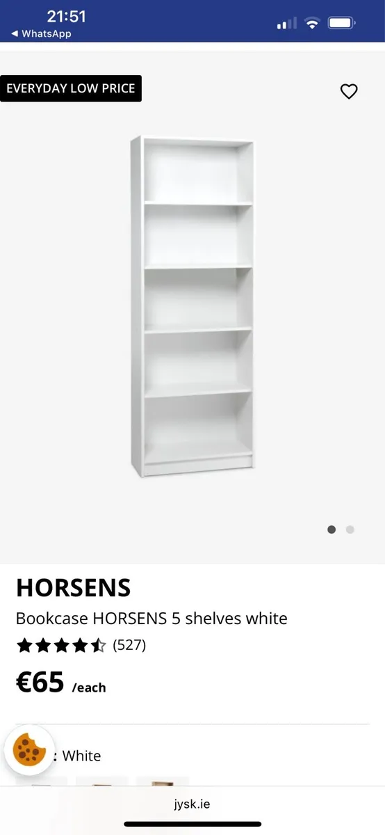 HORSENS Bookcase – 5 Shelves (White) - Image 1