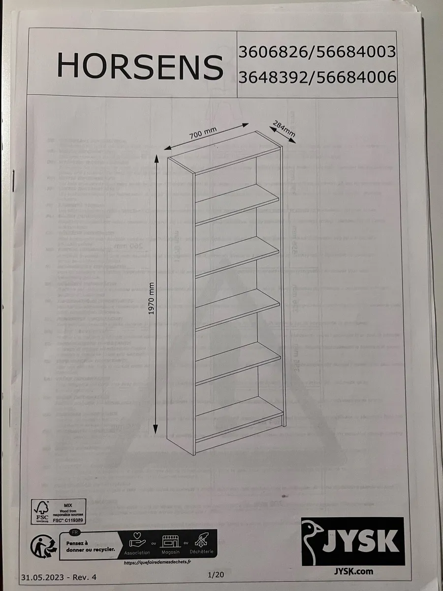 HORSENS Bookcase – 5 Shelves (White) - Image 3