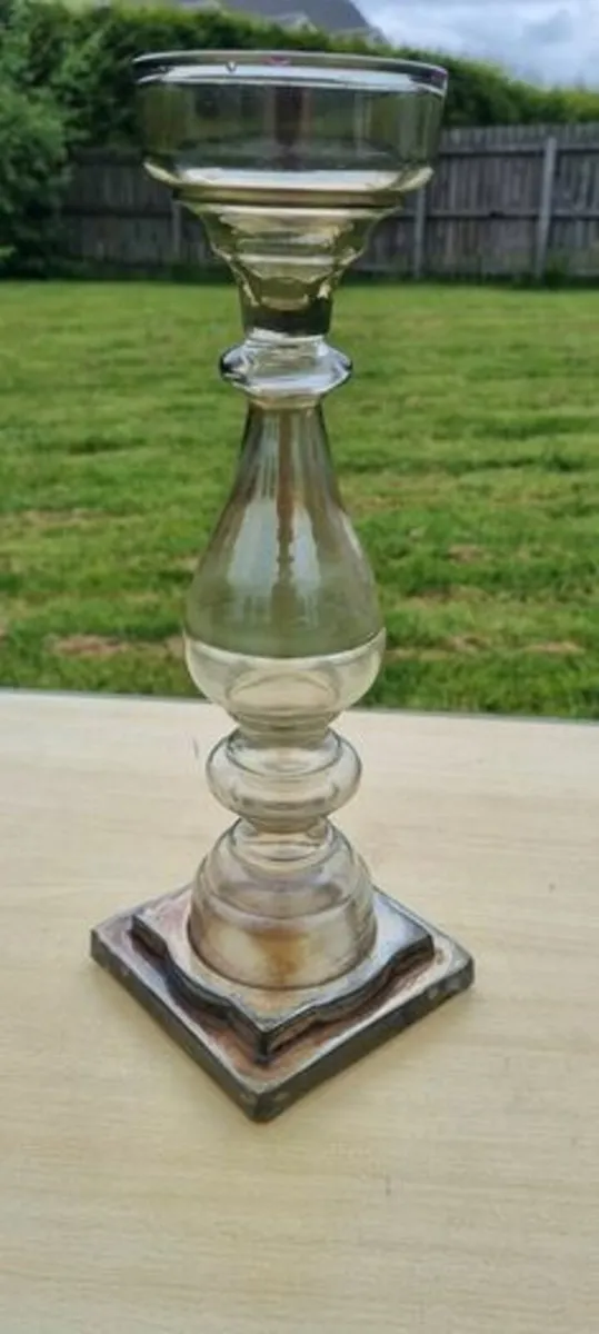 Vintage Large Glass Candlestick - Image 2
