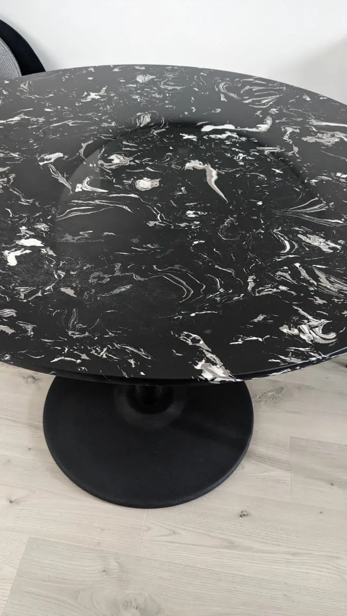 Round Dining Table + 4 Velvet Chairs - Image 1