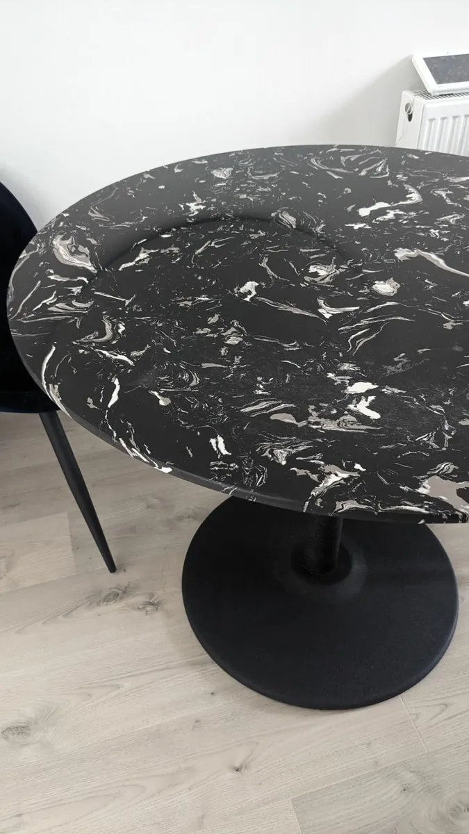 Round Dining Table + 4 Velvet Chairs - Image 3