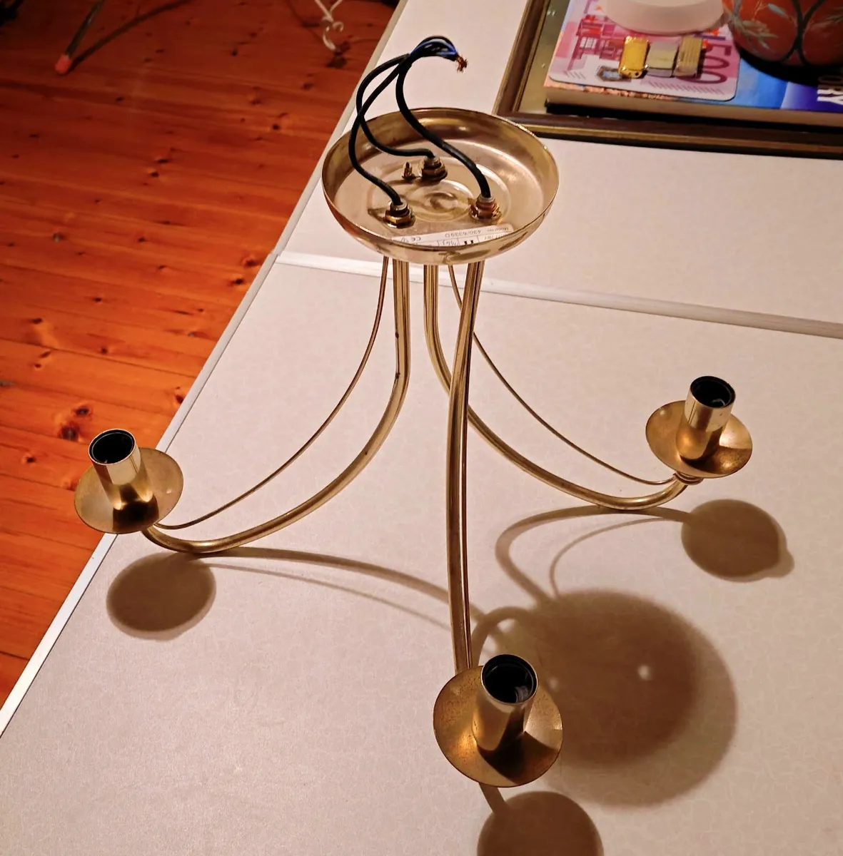 Two Gold Coloured Ceiling Lights. - Image 2