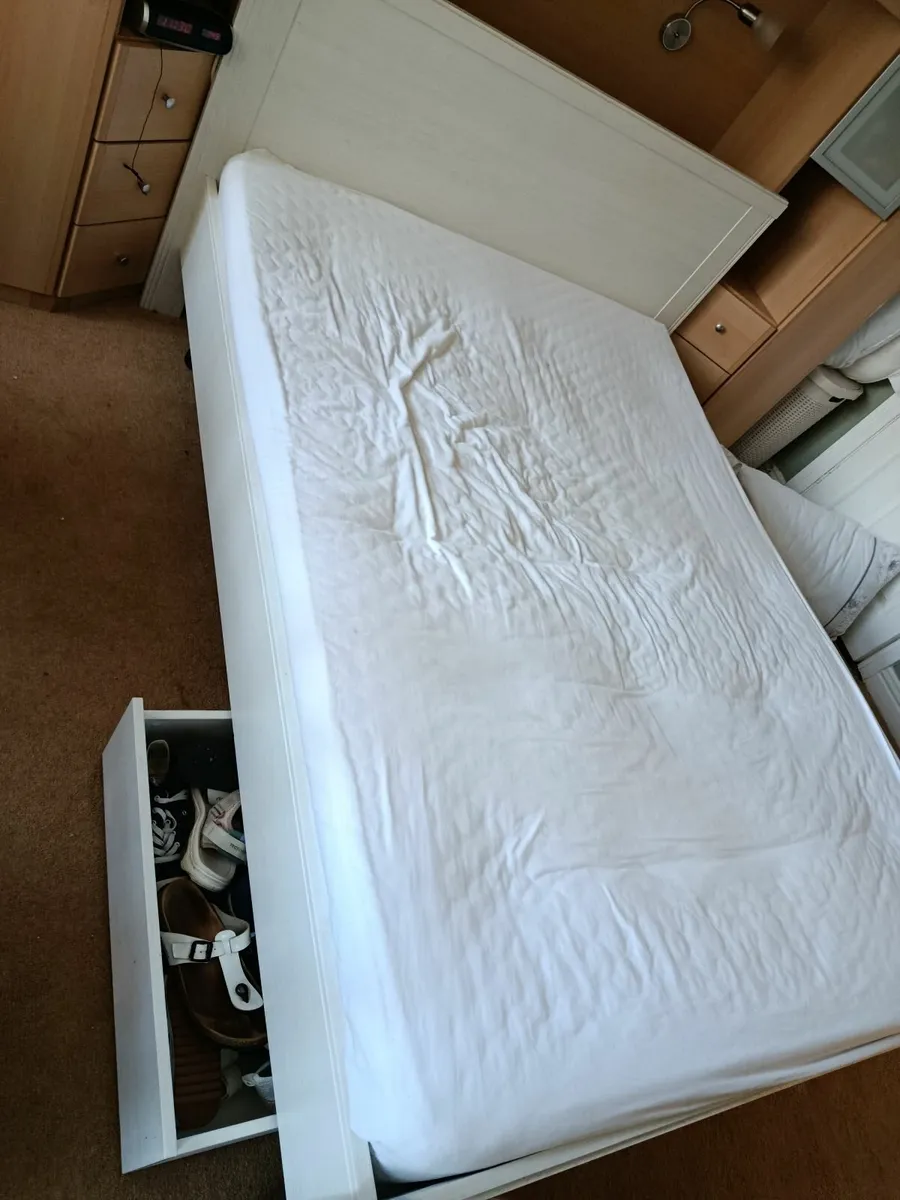 White Double Bed with storage - Image 1