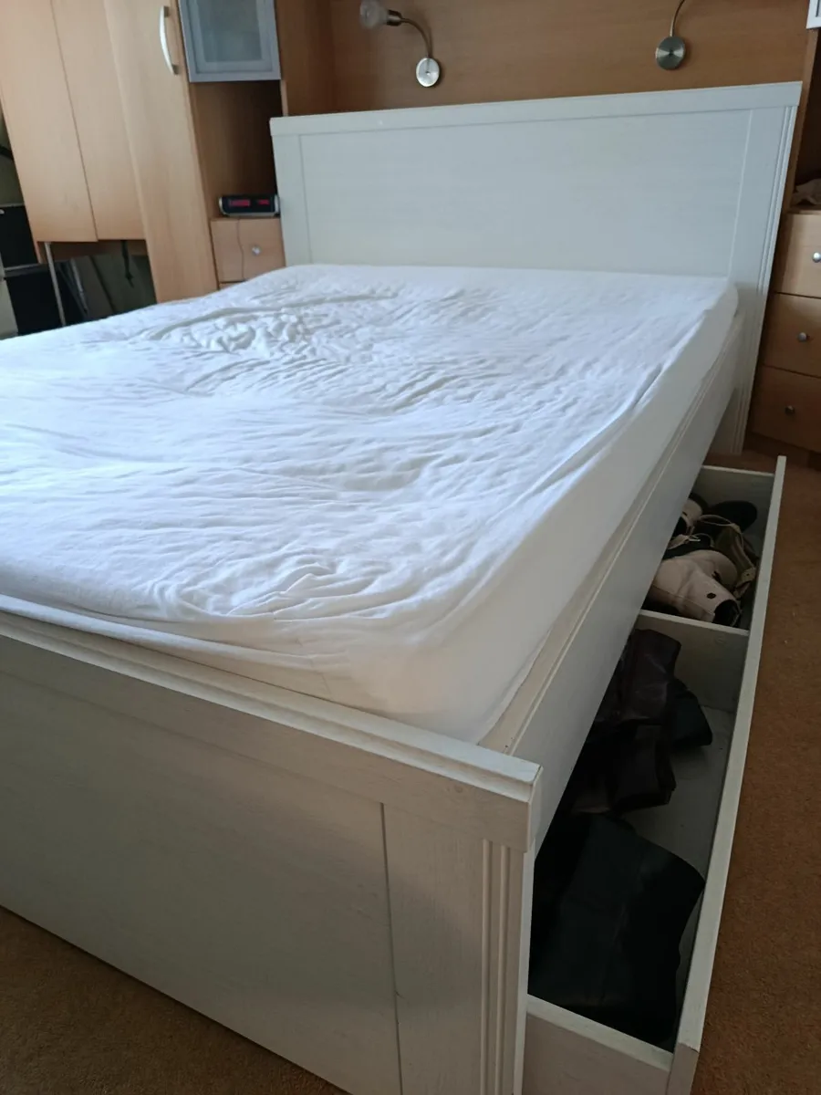 White Double Bed with storage - Image 2