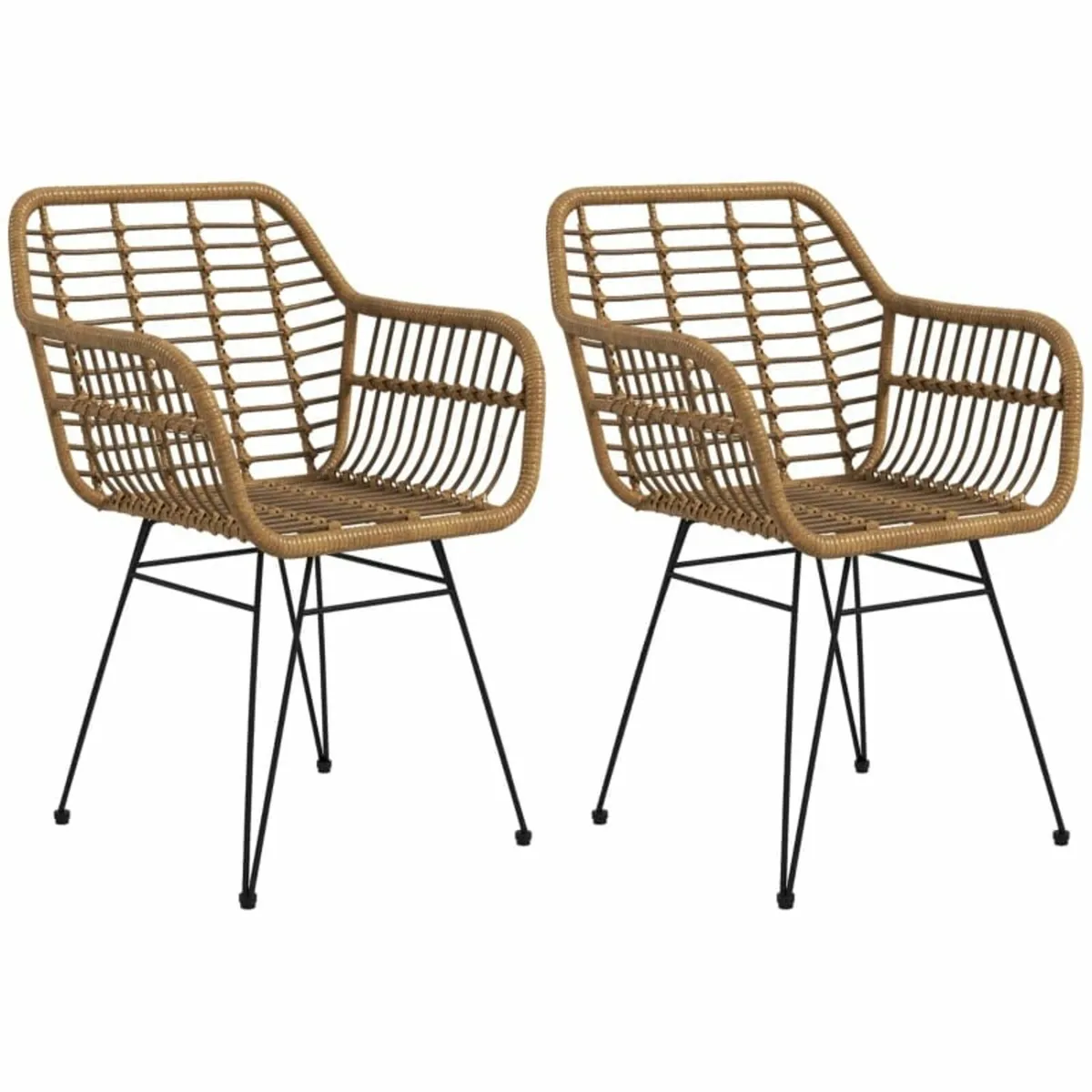 2-Pack Boho-Style Chairs, Kitchen Chairs, PE Ratta - Image 1