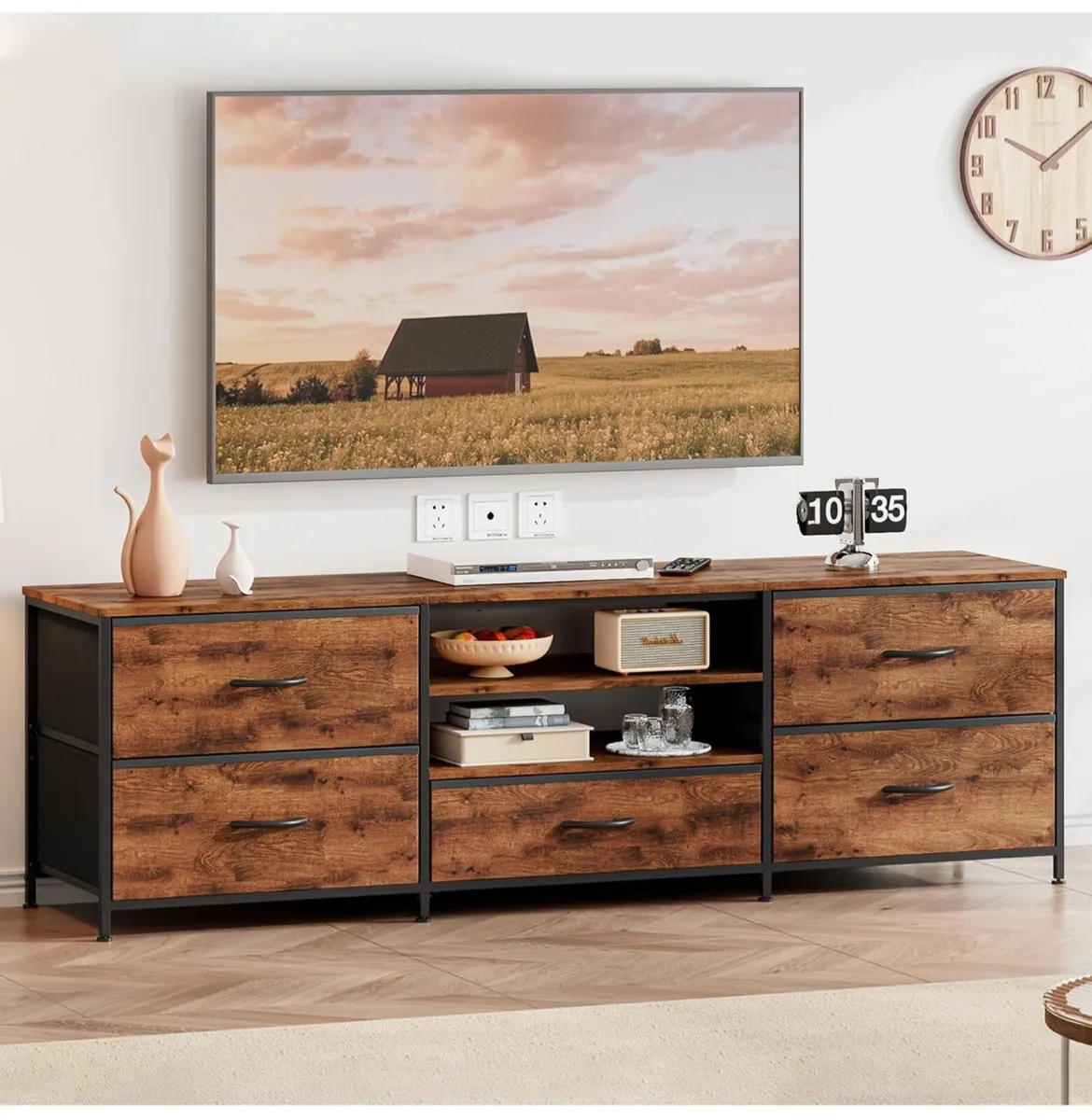 TV Stand Cabinet, TV Unit TV Console Table with 5 - Image 2