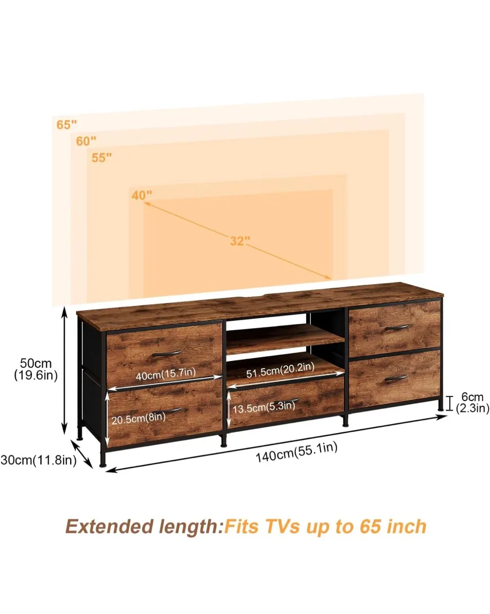 TV Stand Cabinet, TV Unit TV Console Table with 5 - Image 3