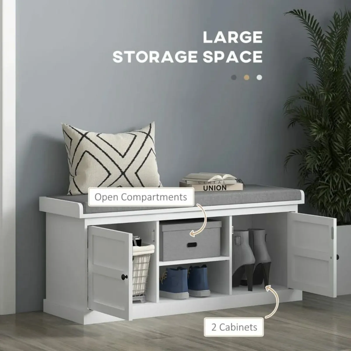 Multi-Compartment Shoe Storage Bench, with Top Cus - Image 2