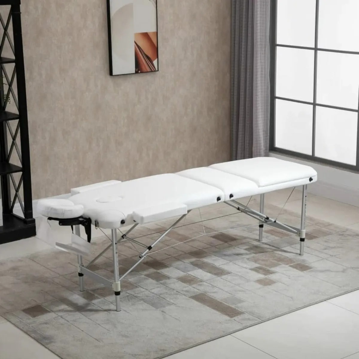 Mobile 3-Zone Folding Massage Table with Headrest - Image 2