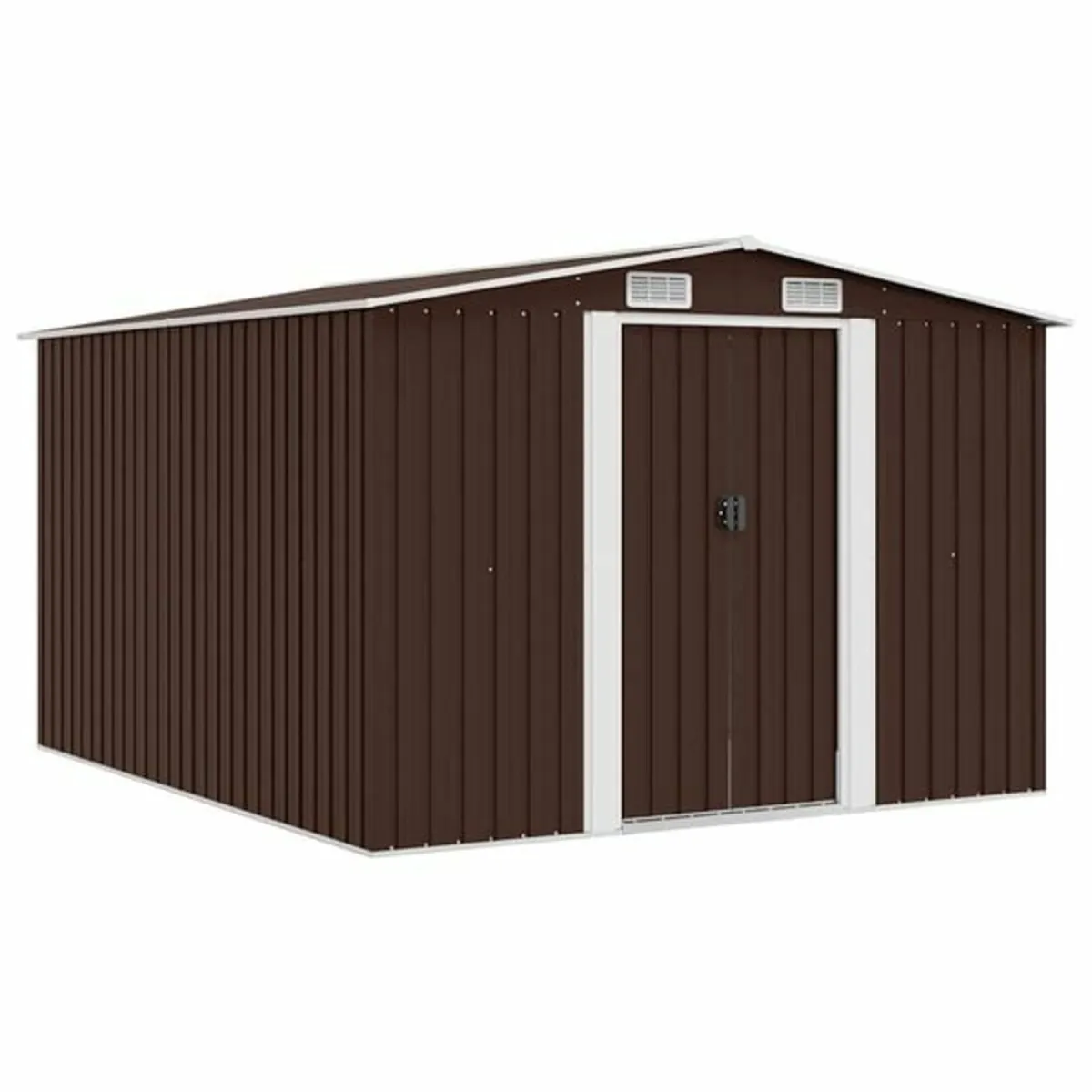 Garden Shed 257x298x178 cm Metal Brown - Image 2