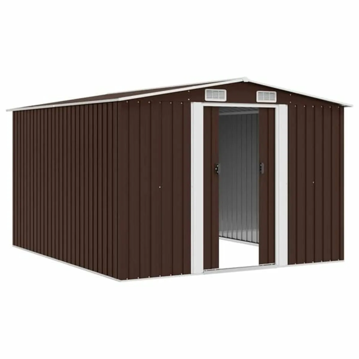 Garden Shed 257x298x178 cm Metal Brown - Image 3