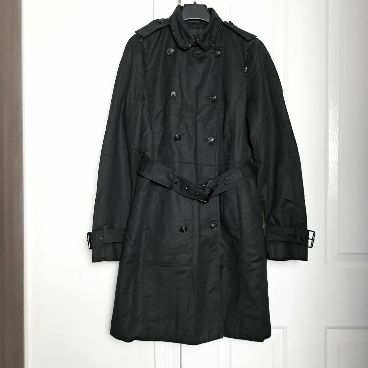Zara Black Long Trench Coat Size M - Image 1