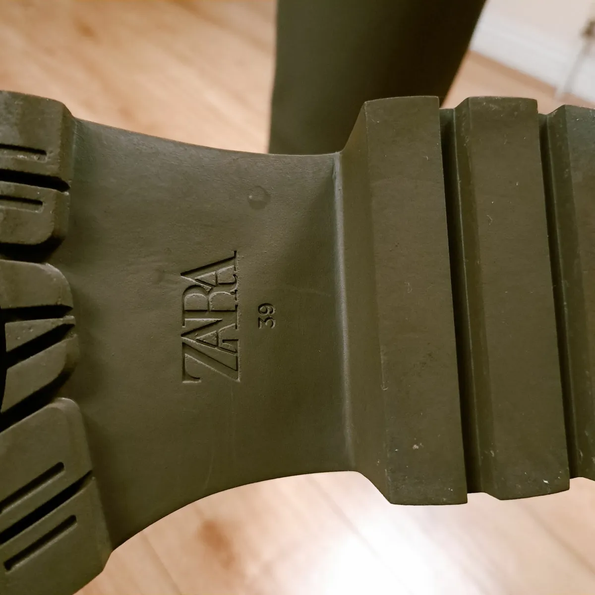 Zara Khaki Green Rubber Knee High Boots 6UK/39EU - Image 2