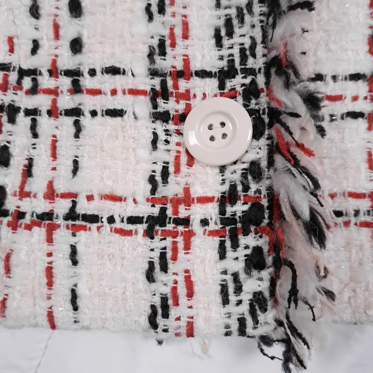 Betty Barclay White Red Plaid Tweed Jacket 12UK - Image 3