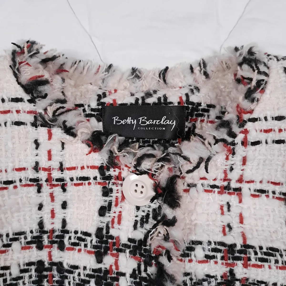 Betty Barclay White Red Plaid Tweed Jacket 12UK - Image 4