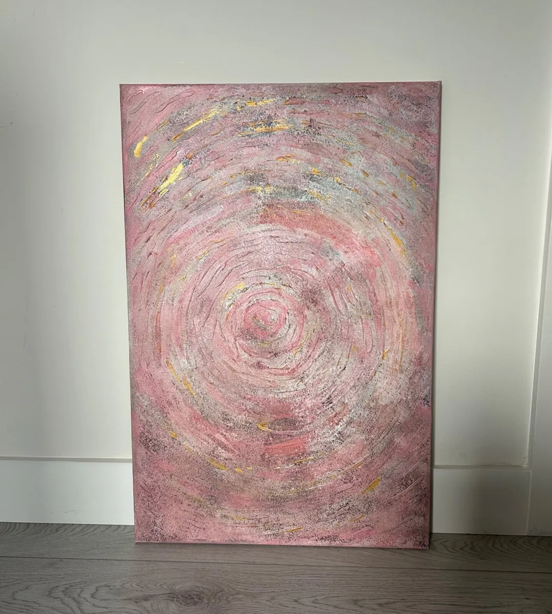 Pink and grey abstract painting - Image 4