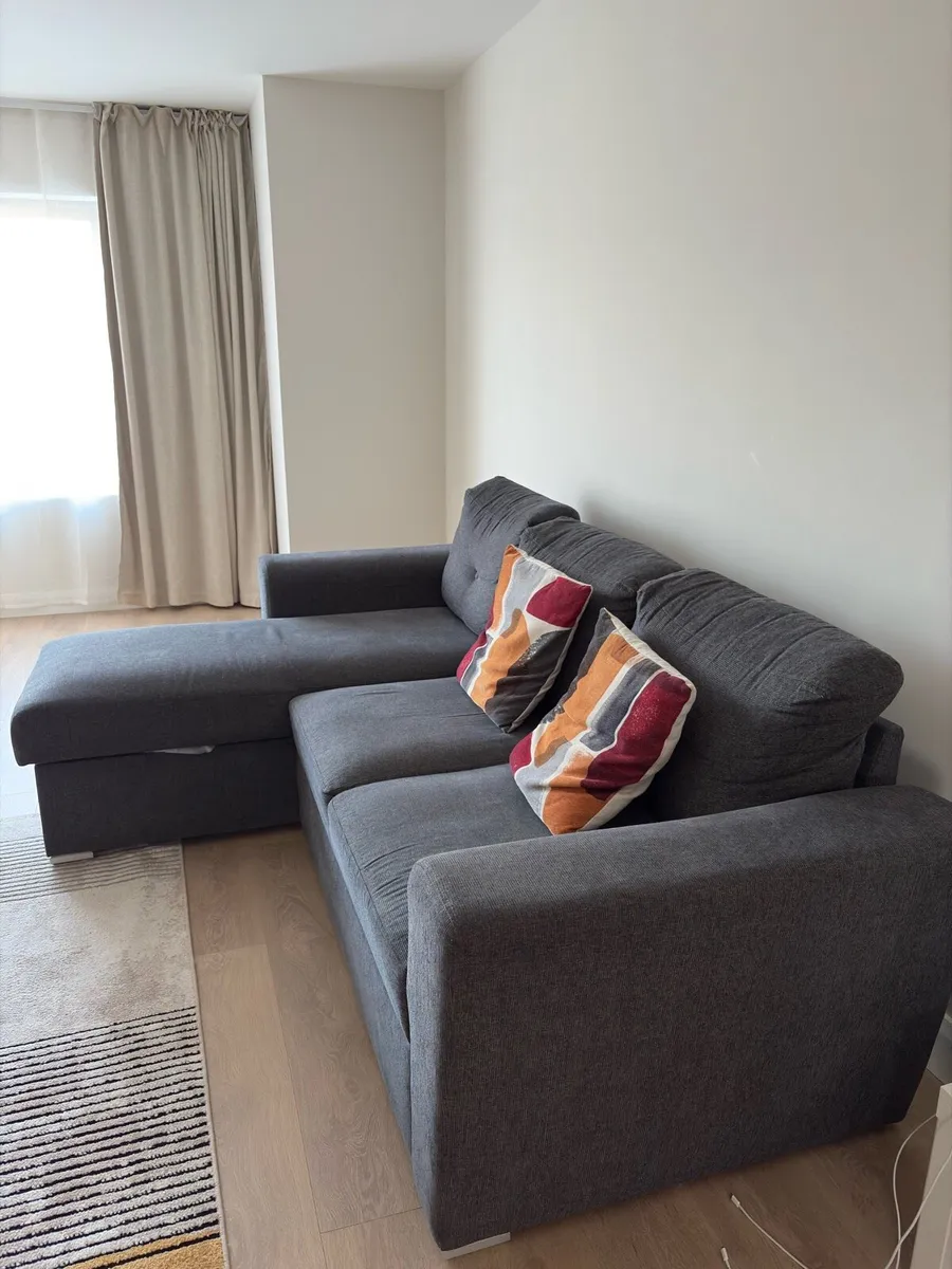 L-shaped 3-Seater Couch with built in storage-Grey - Image 2