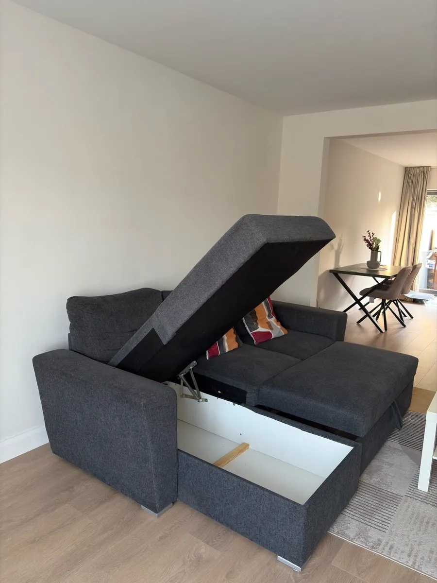 L-shaped 3-Seater Couch with built in storage-Grey - Image 3